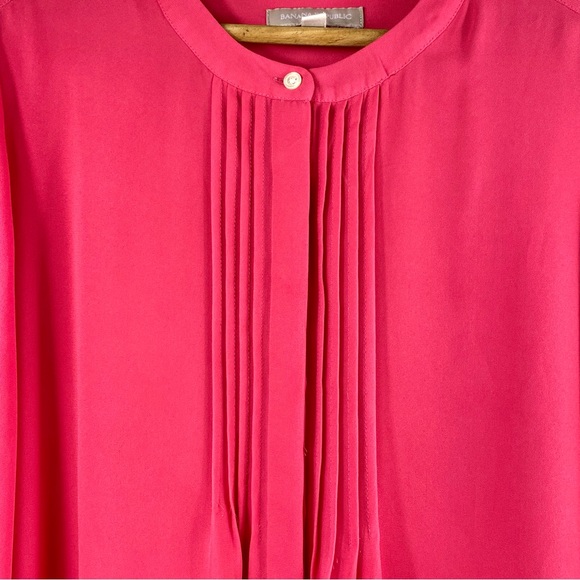 Banana Republic Pleated Front Oversized Button Down Dressy Blouse Dress Shirt S - Picture 5 of 15